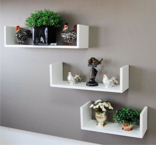 Set of 3 ornament shelves (white)