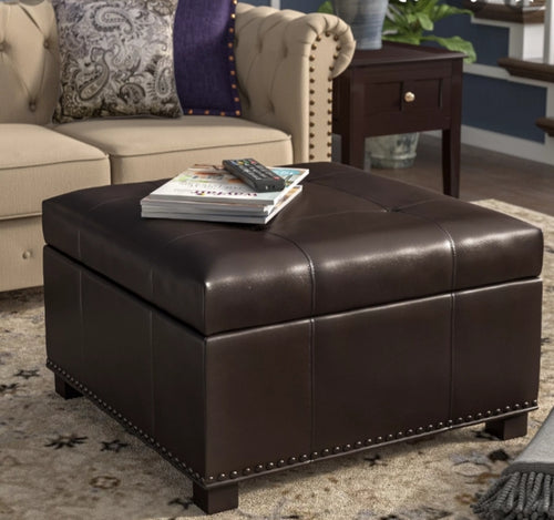 Brown Square Studded Ottoman