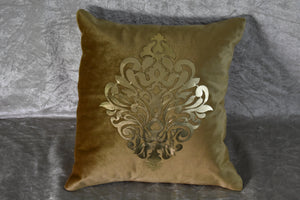 Golden cushion cover with filling