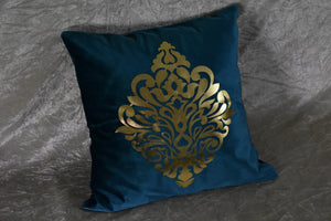 Teal blue cushion cover with filling